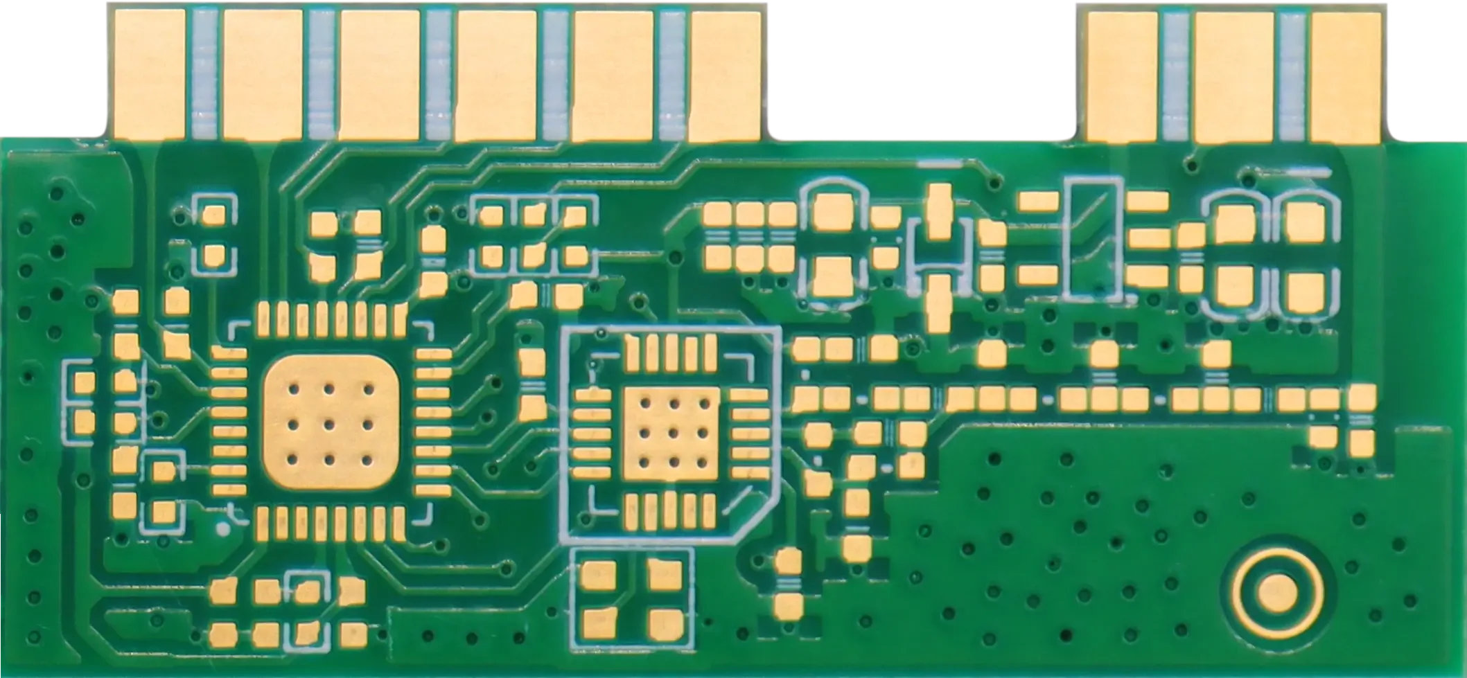 compact circuit board with surface-mounted components and vias