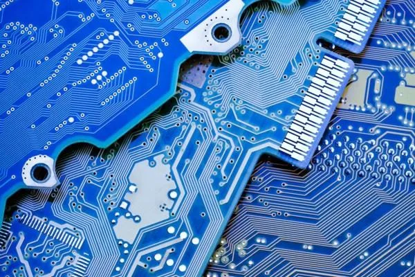 blue PCB traces and connector details