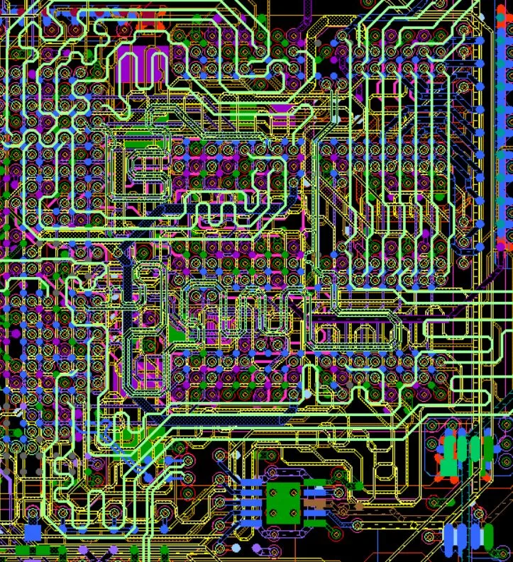Multi-layer PCB routing computer-aided design (CAD) view