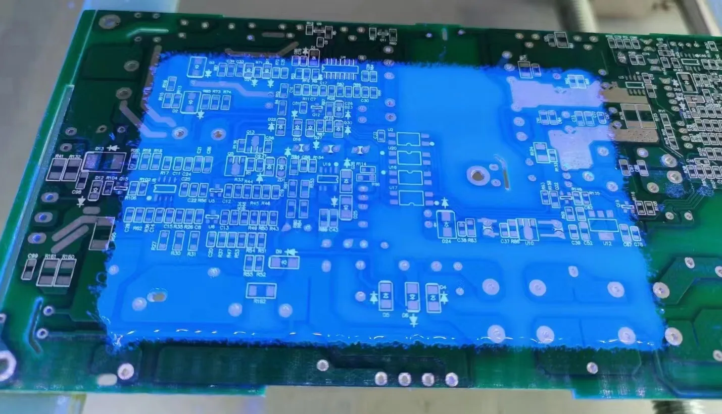 Medical PCBA undergoing Conformal Coating process for enhanced moisture and corrosion protection.