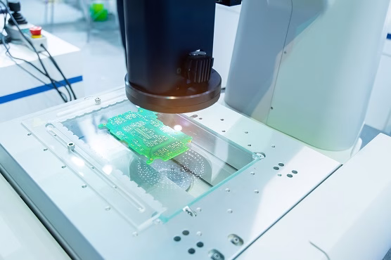 An automated vision system for PCB inspection after assembly.