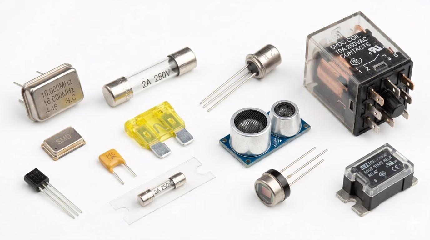 Crystals-Fuses-Sensors-Relays