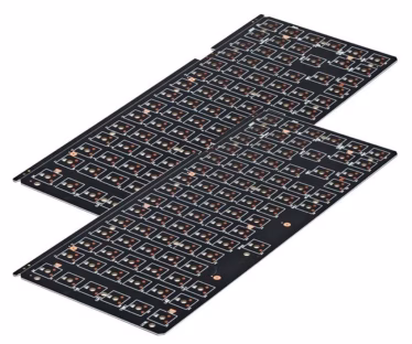 Two black LED matrix PCB panels laid overlapping, densely packed with small surface-mounted LEDs and connectors.